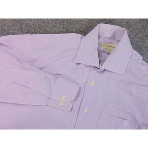 Tommy Bahama Dress Shirt Mens 15.5x32/33  Purple White Micro Stripe Long Sleeve